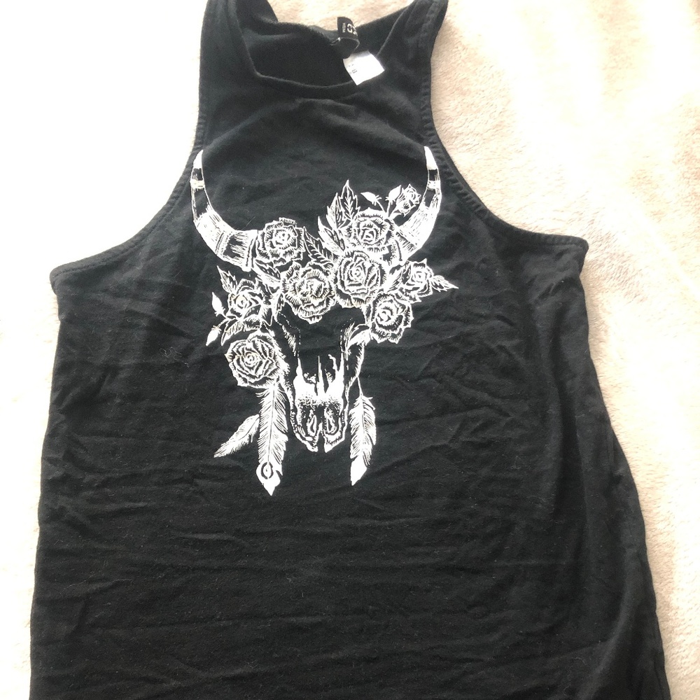 Roses Steer Head Black Tank
